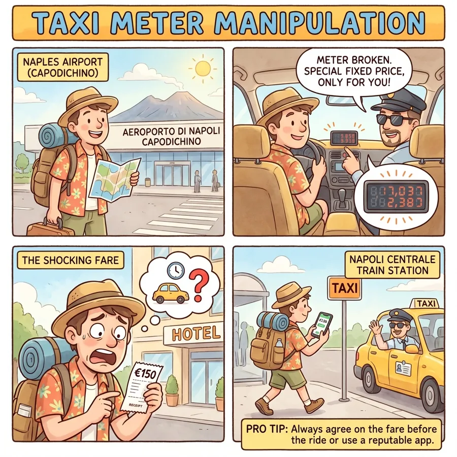 Taxi Meter Manipulation — comic illustration