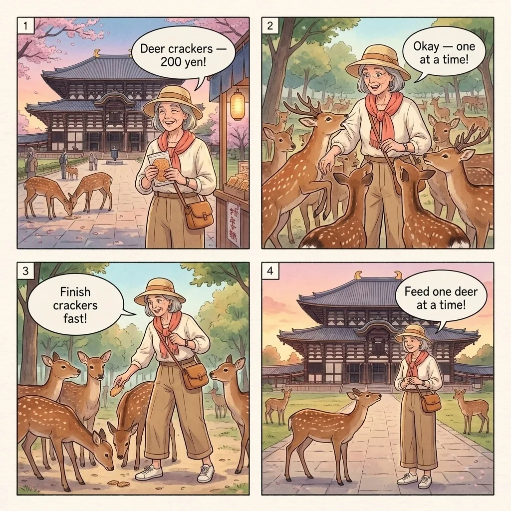 The Nara Park Deer Antler & Bite Injury — comic illustration