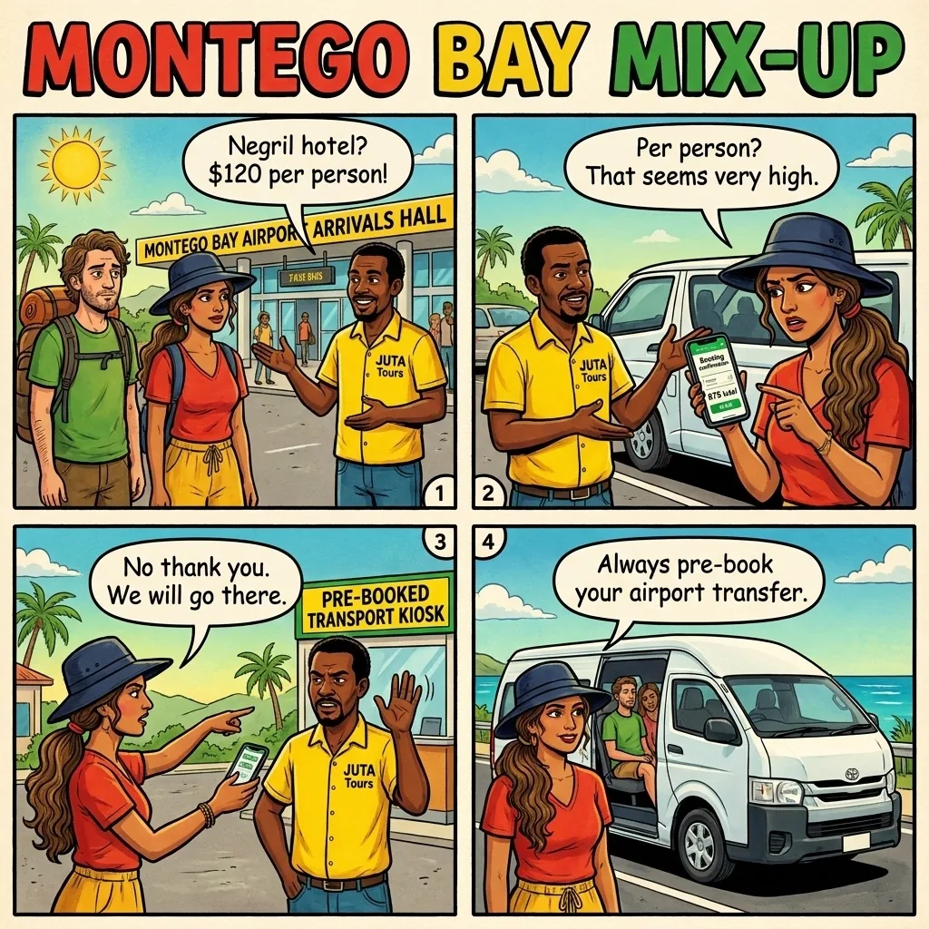 The Taxi and Transfer Overcharge — comic illustration