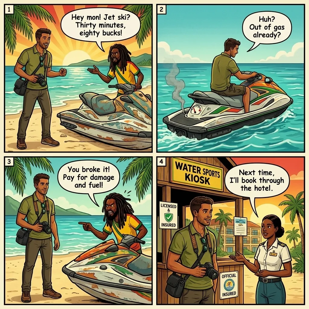 The Jet Ski Rental Rip-Off — comic illustration