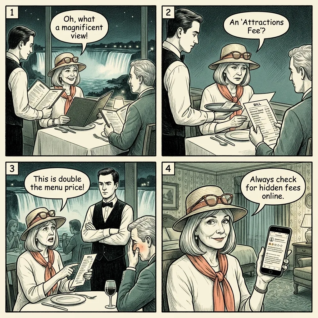 The Overpriced Fallsview Dining Trap — comic illustration