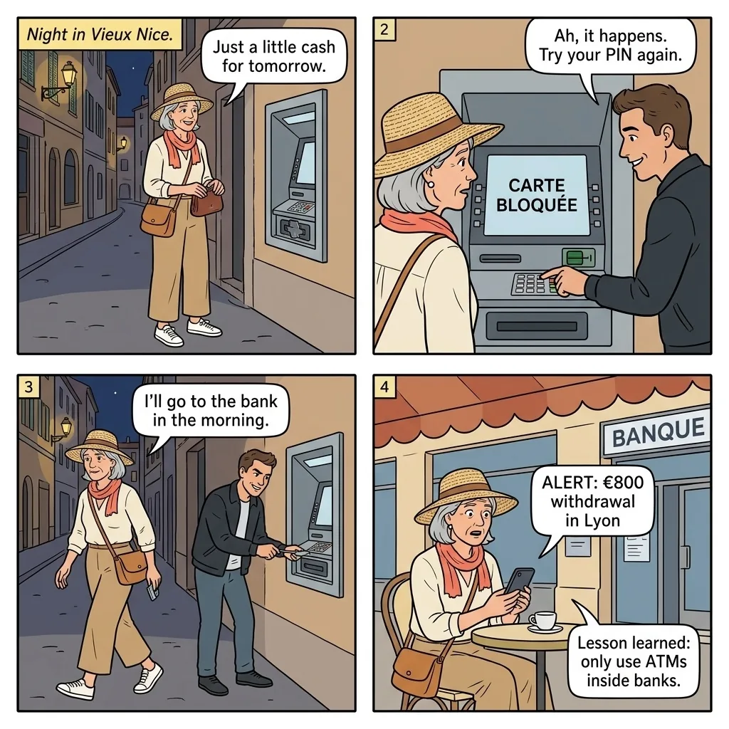 ATM Skimming — comic illustration