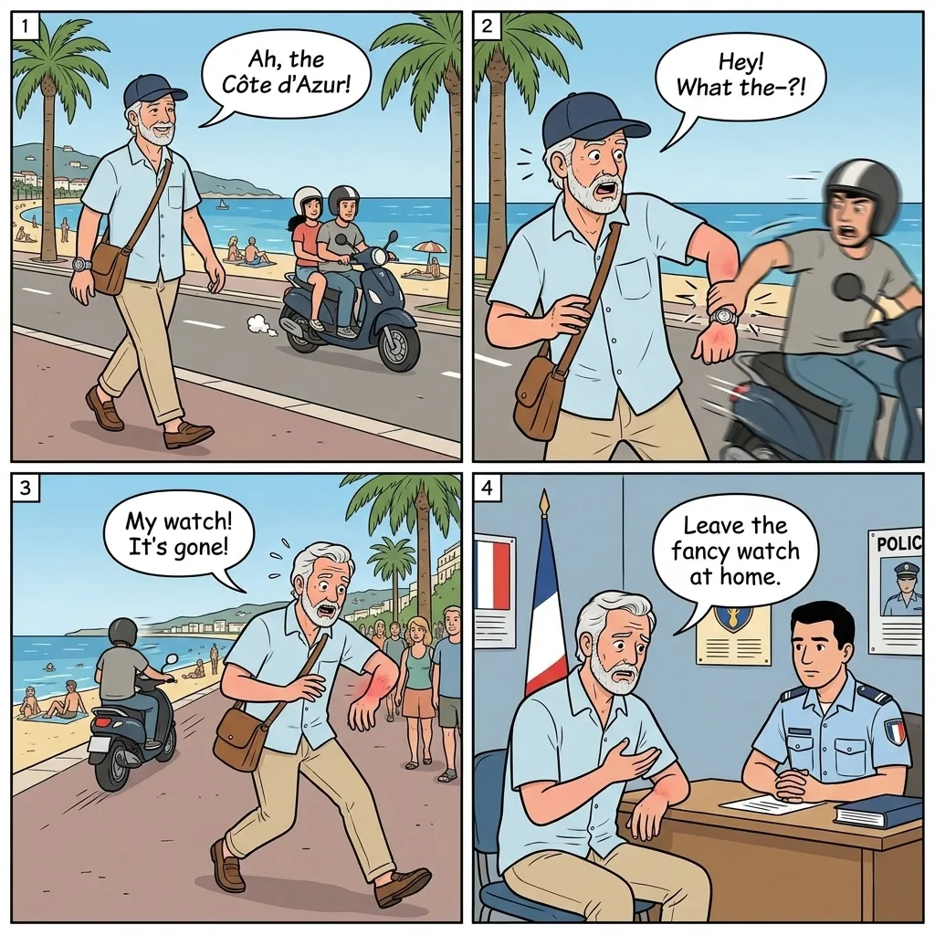 Luxury Watch Theft — comic illustration