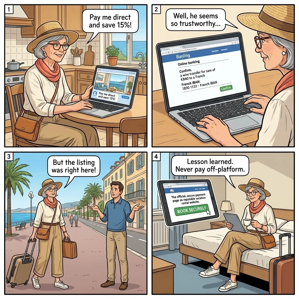 Vacation Rental Scam — comic illustration