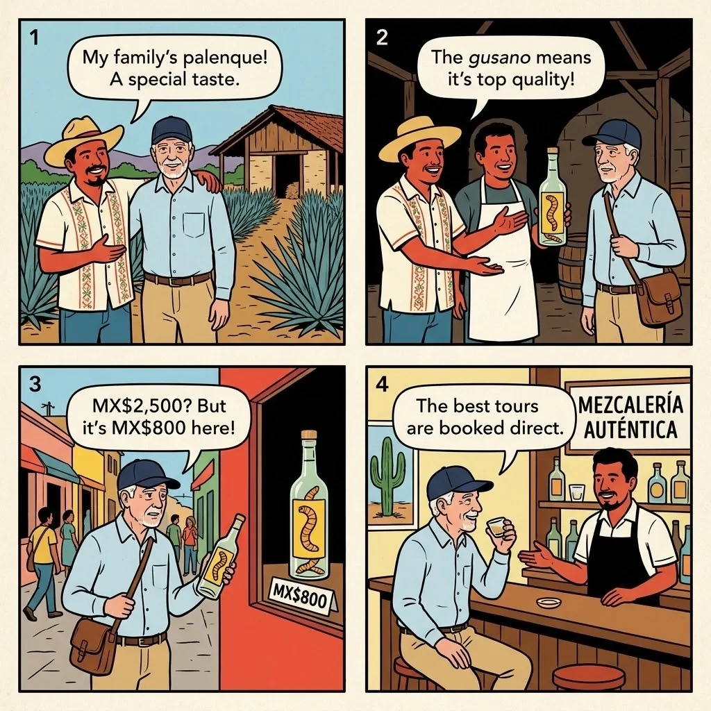 Ruta del Mezcal Kickback Trap — comic illustration