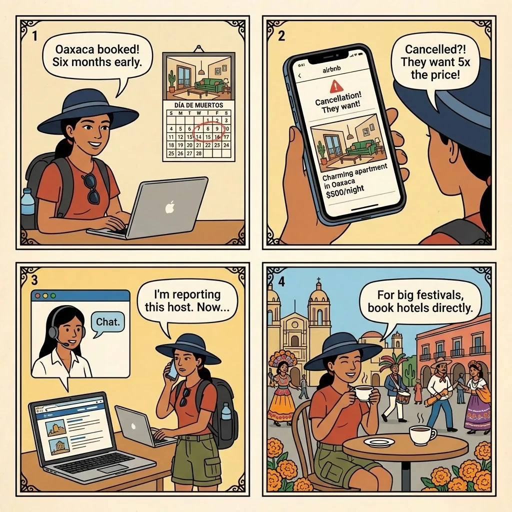 Día de los Muertos Airbnb Cancel-and-Relist — comic illustration