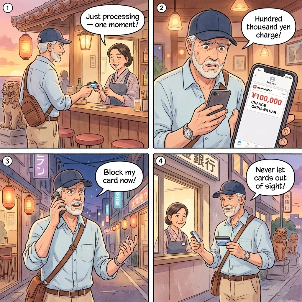 The US Military Card-Fraud and Juicy-Bar Targeting — comic illustration