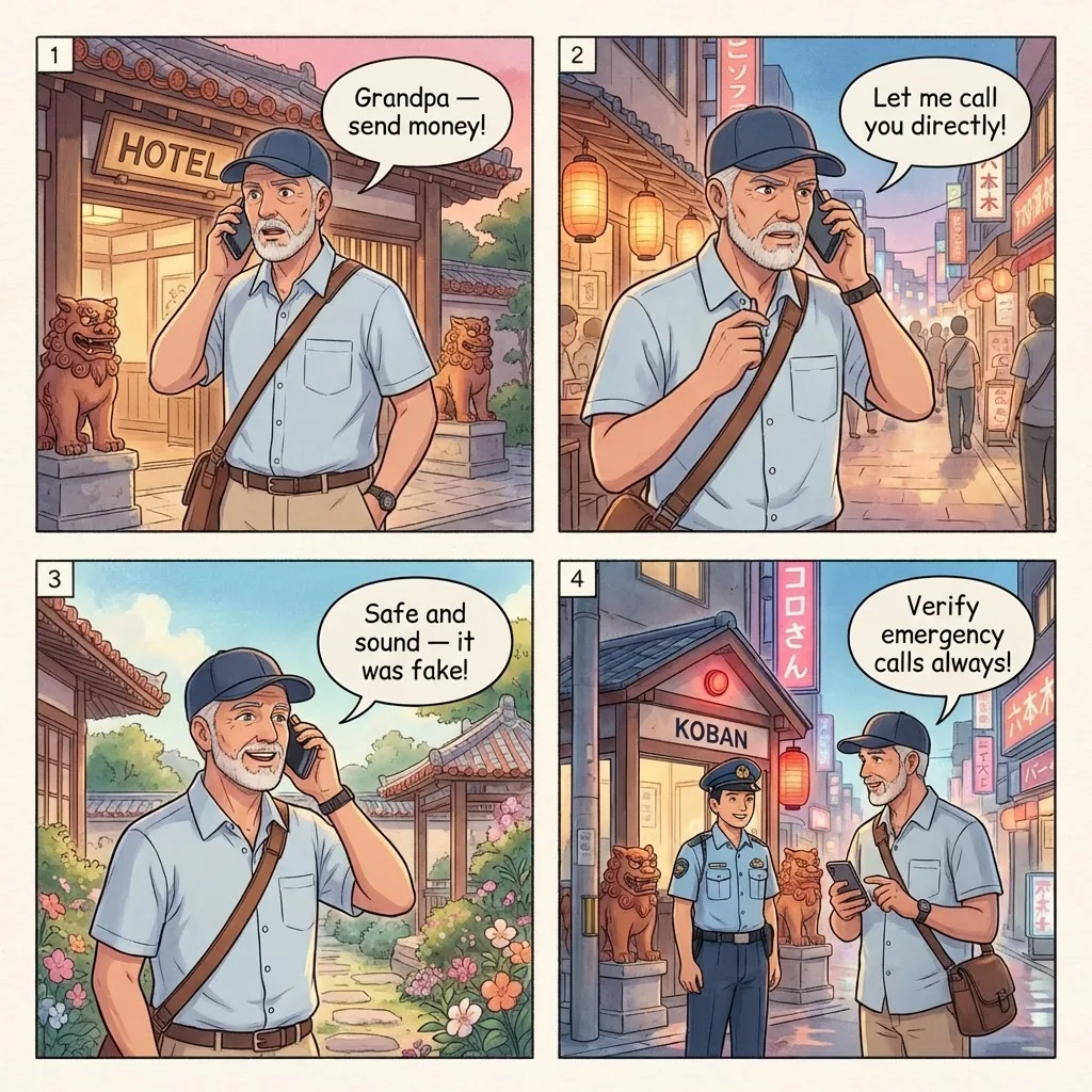 The Yonaguni and Rural Okinawa Ore-Ore Specialized-Fraud Targeting Tou — comic illustration