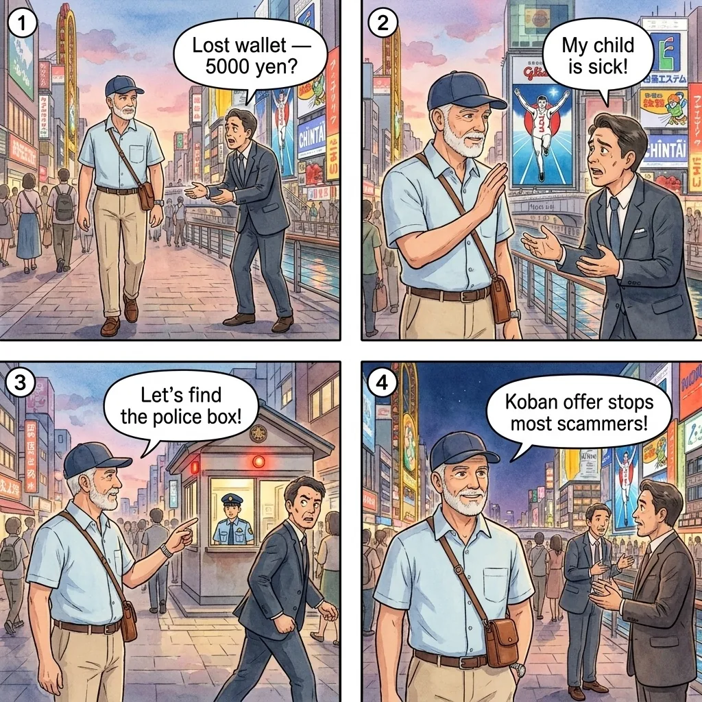 'Marc the Beggar' Loan Scam — comic illustration