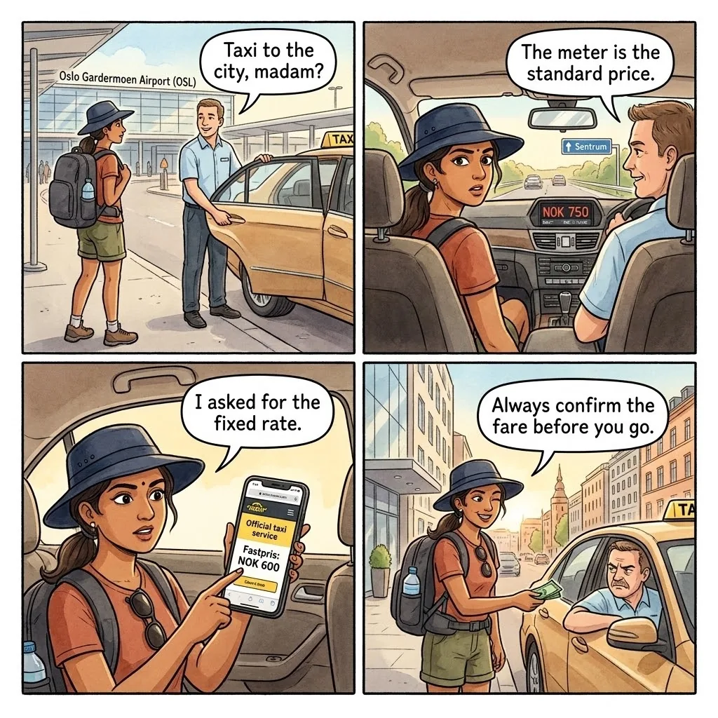 The Airport Taxi Meter Trap — comic illustration