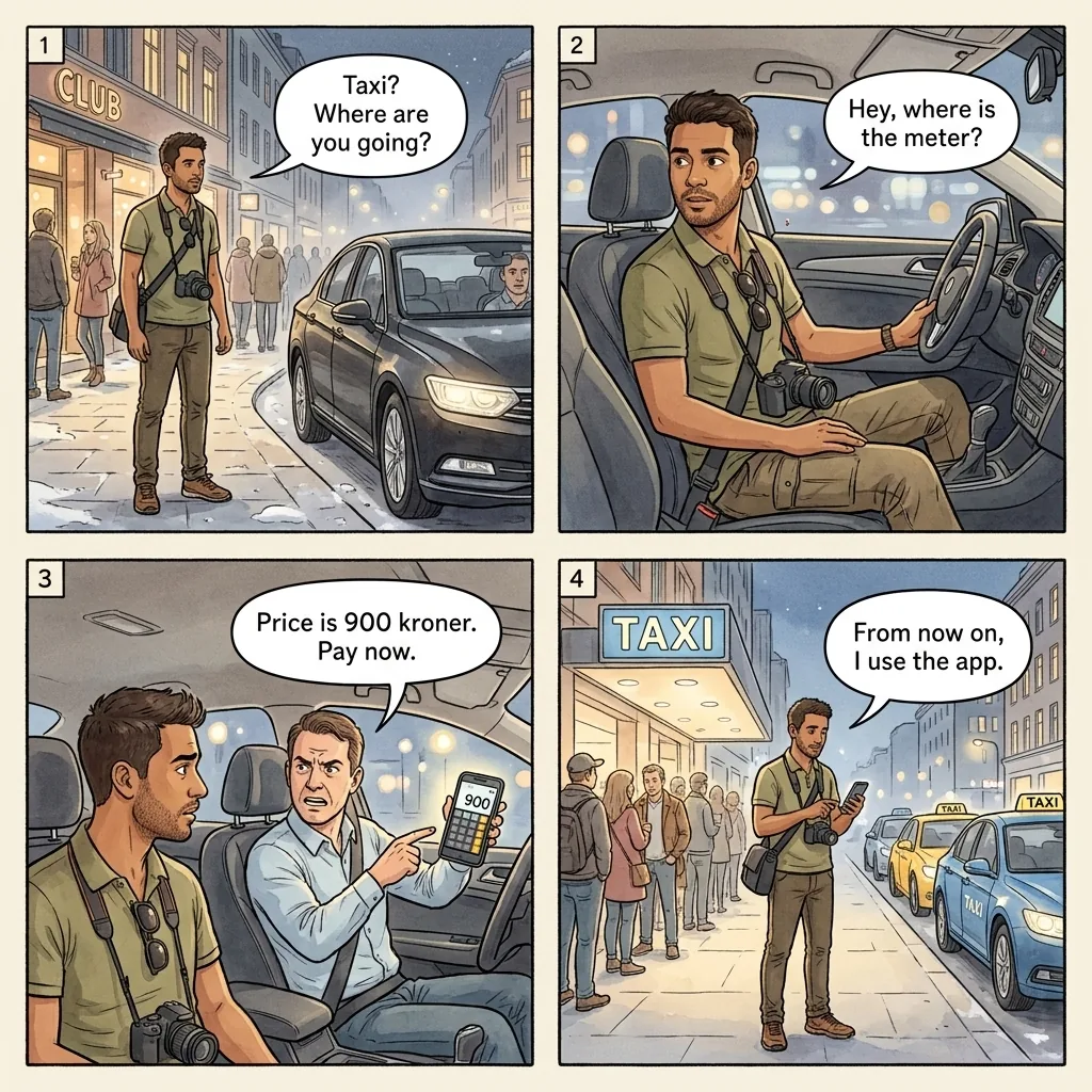 The Nightclub Unlicensed Taxi — comic illustration