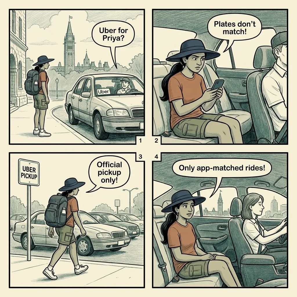 YOW Ottawa Macdonald-Cartier Airport Taxi & Uber Cancel-And-Cash — comic illustration