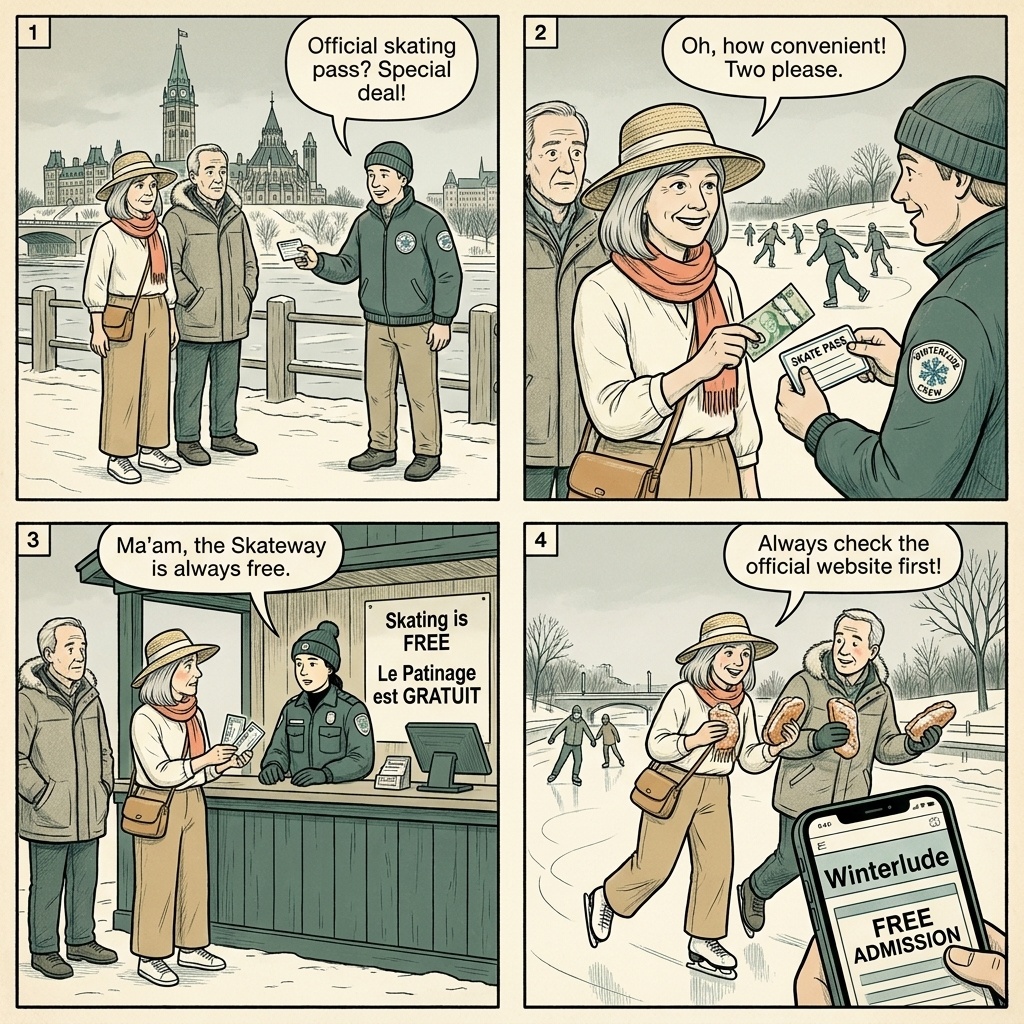 Rideau Canal Skating 'Pass' & Winterlude Festival Vendor Fraud — comic illustration