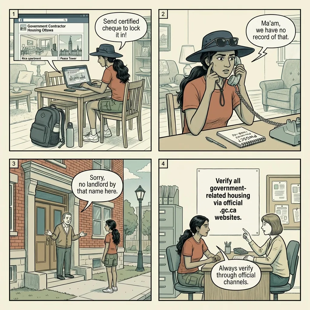 Ottawa Vacation Rental & Government-Worker Apartment Fraud — comic illustration