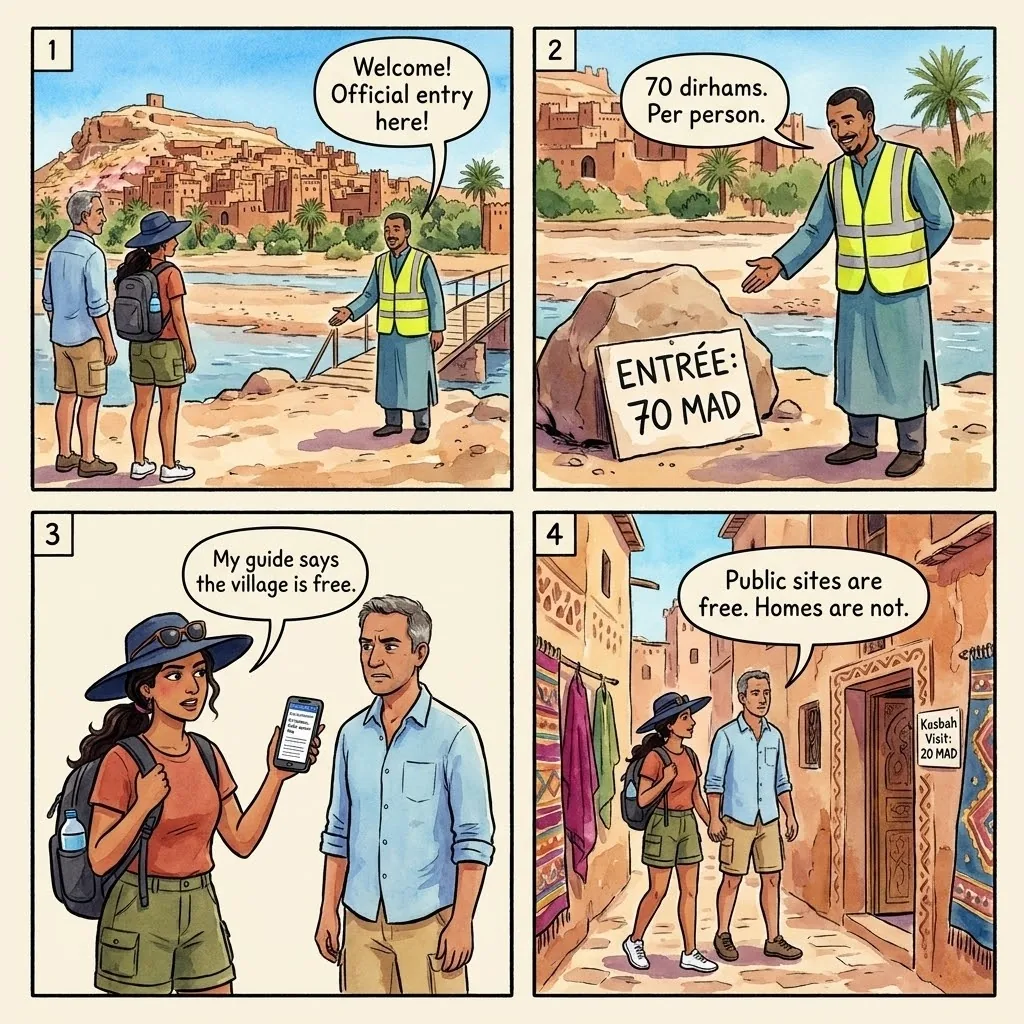 The Ait Benhaddou Fake Entry Fee — comic illustration