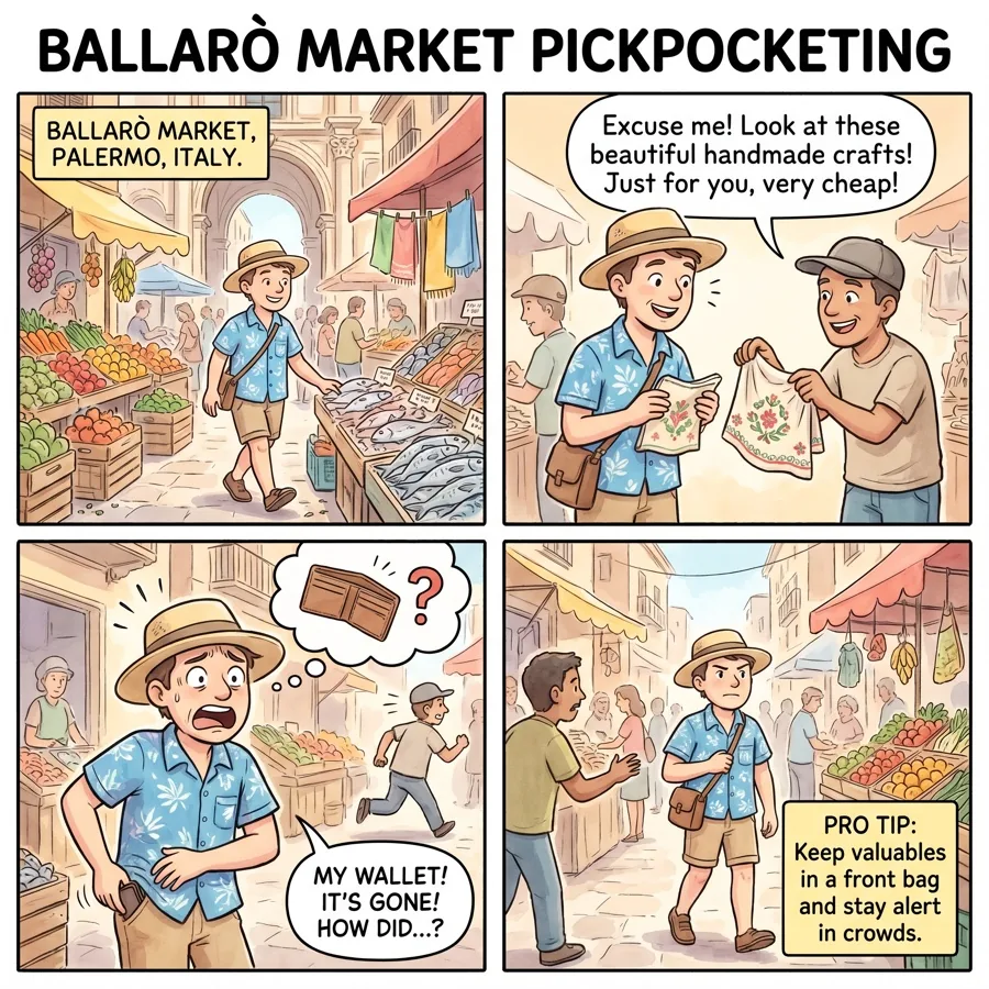 Ballarò Market Pickpocketing — comic illustration