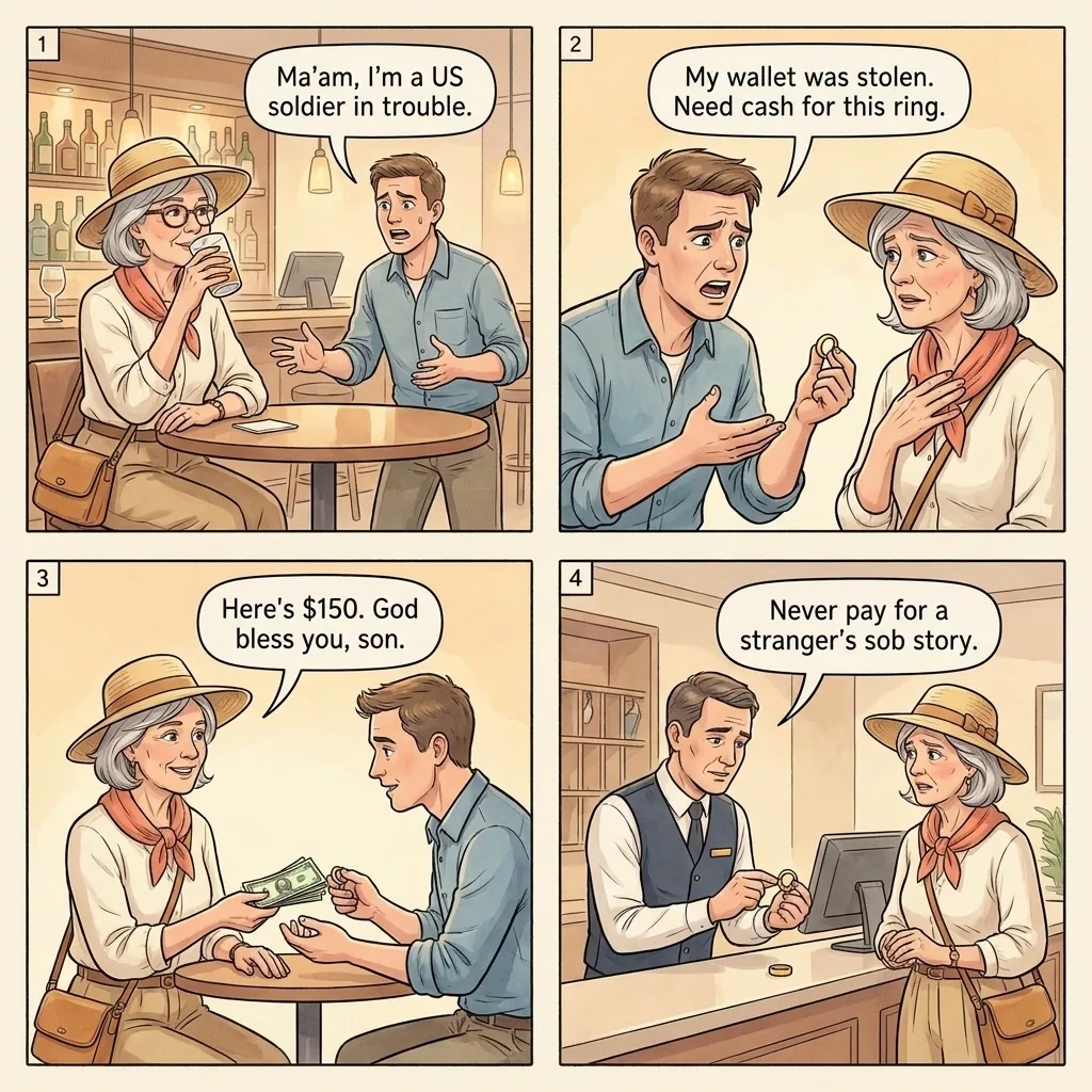 Distressed American Military Con — comic illustration