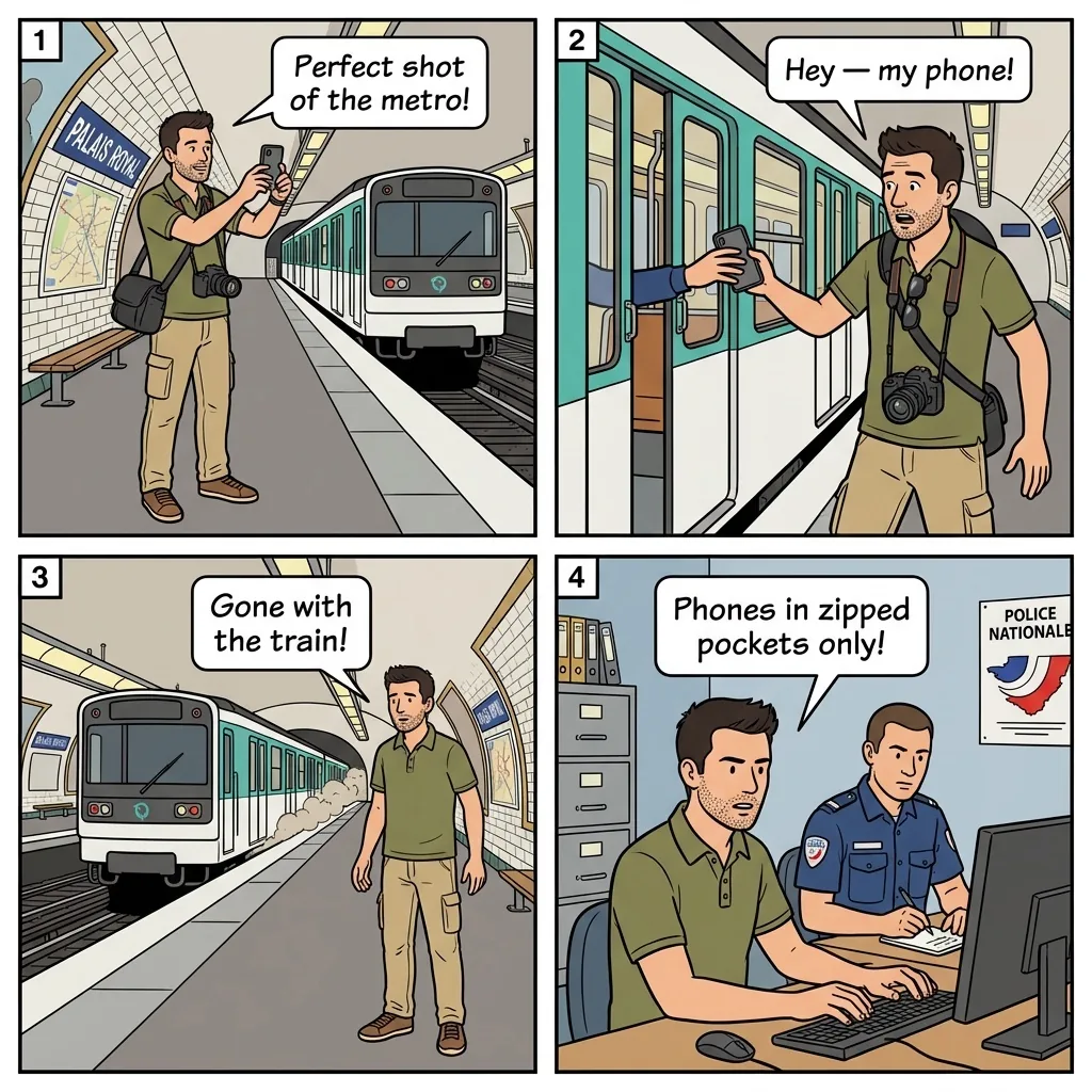 Phone Snatch Through Closing Doors — comic illustration