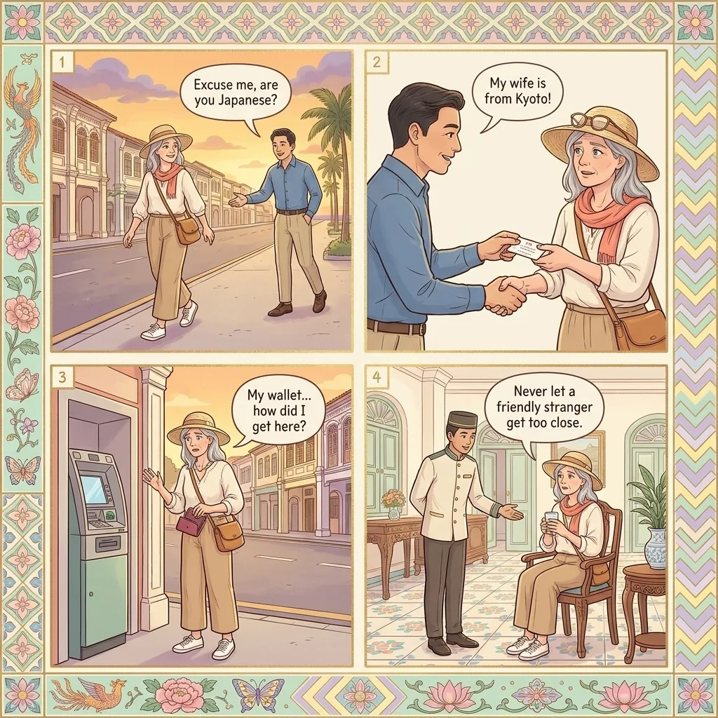 George Town Tourist-Hypnosis (Pukau) Robbery Ring — comic illustration