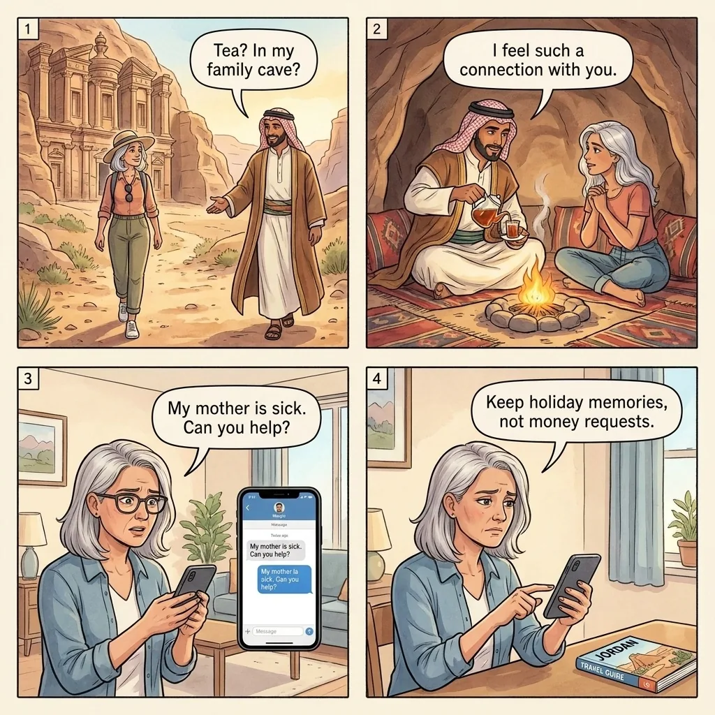 The Petra Bedouin Cave-Tea Romance Long Con — comic illustration