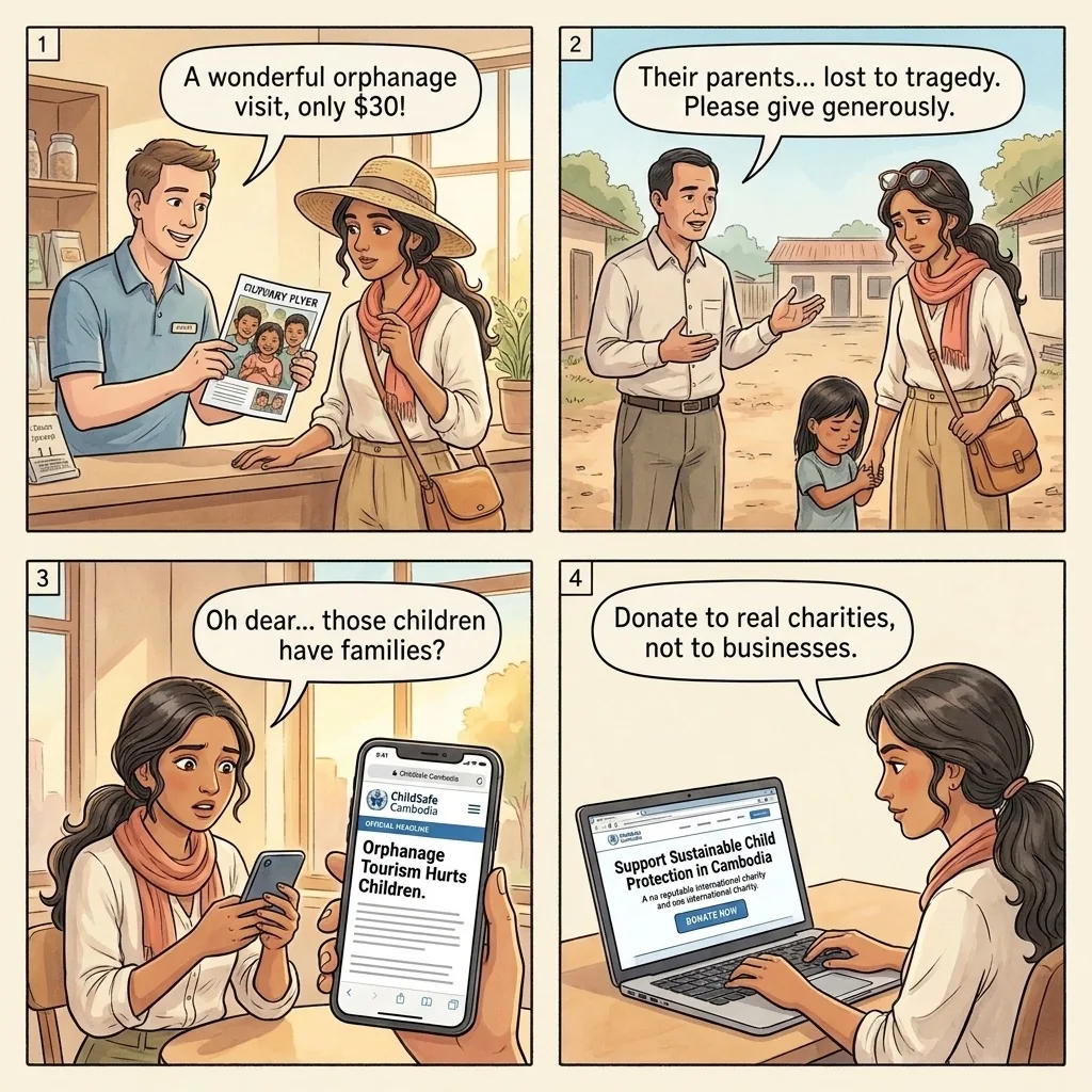 The Phnom Penh Orphanage Voluntourism Donation — comic illustration
