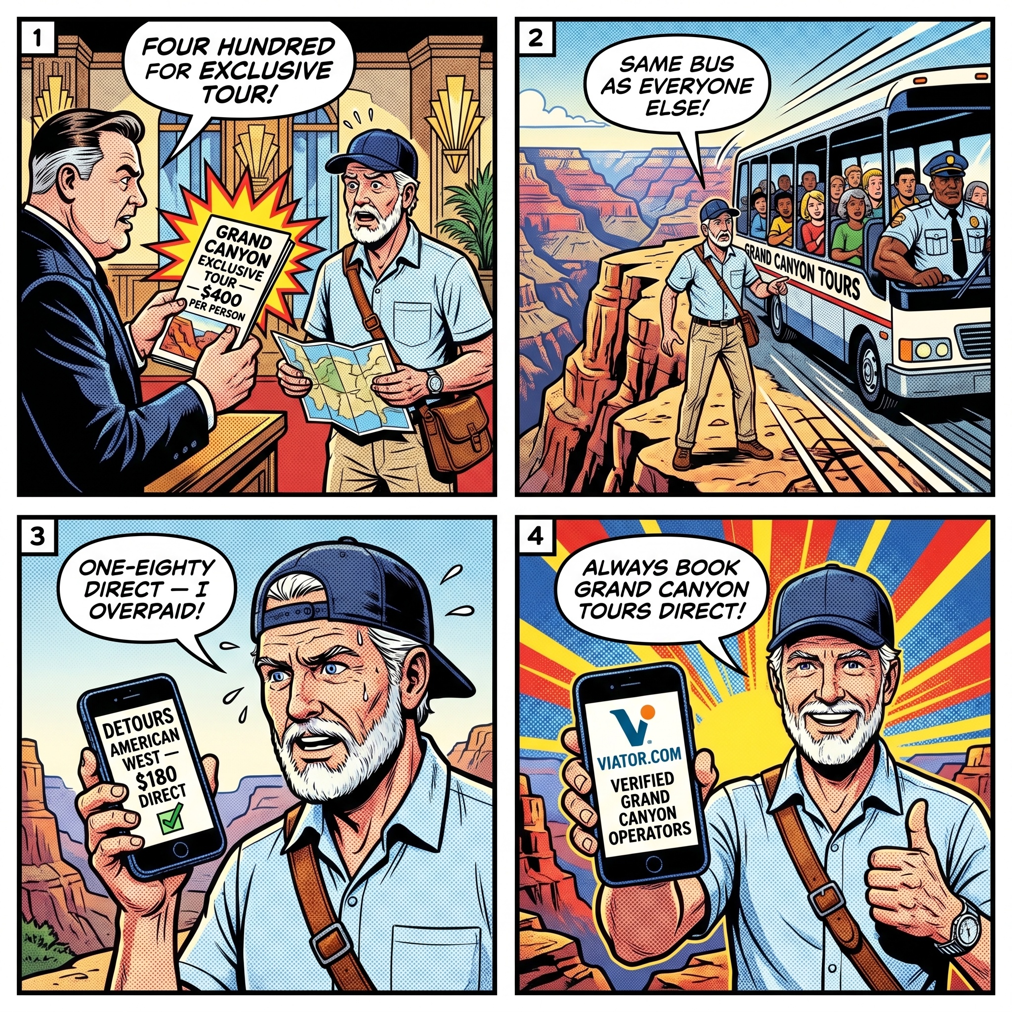 Grand Canyon Day-Trip Tour Package Overcharge — comic illustration