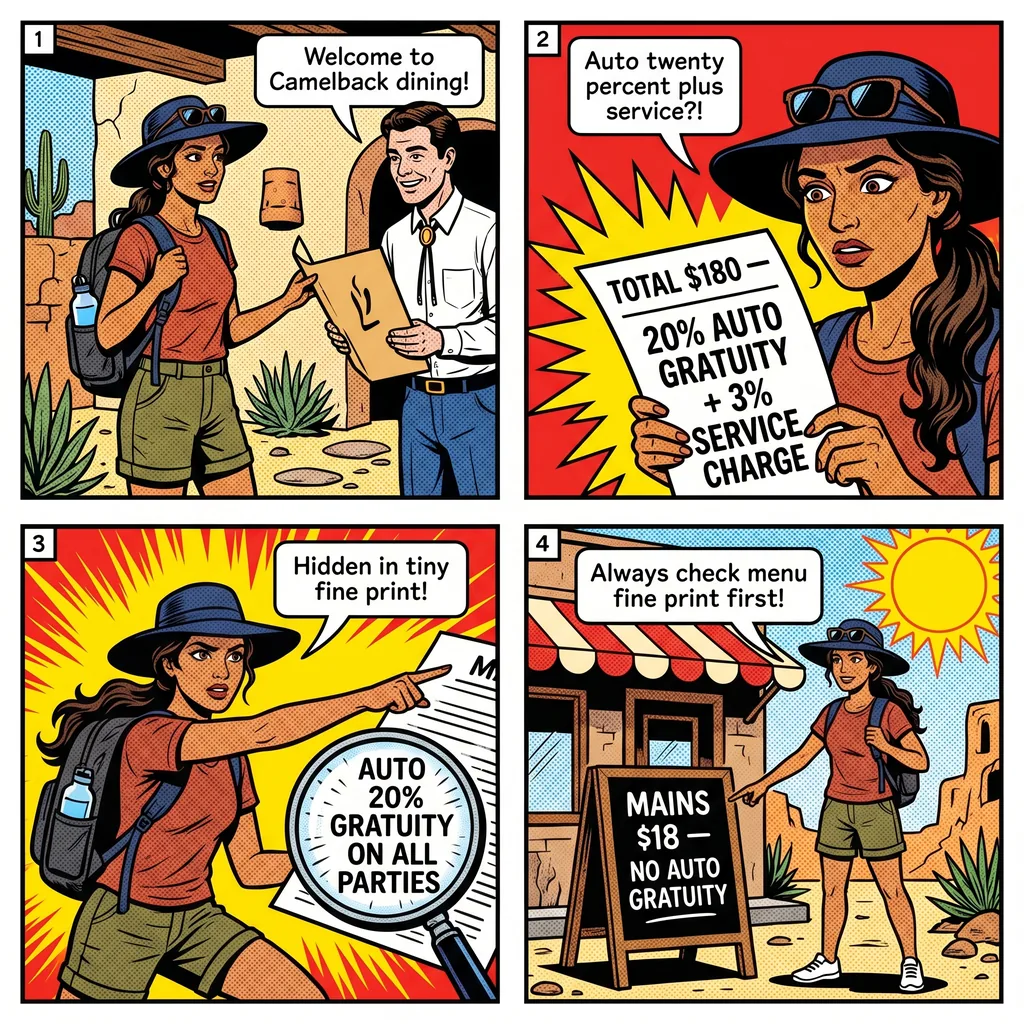 Scottsdale & Desert Resort Dining Gratuity Surprise — comic illustration