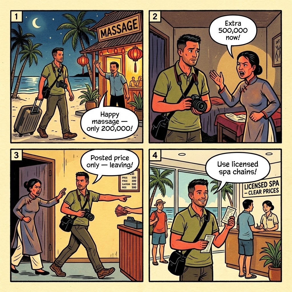 Phu Quoc Massage / Spa Upcharge & Add-On Pressure — comic illustration