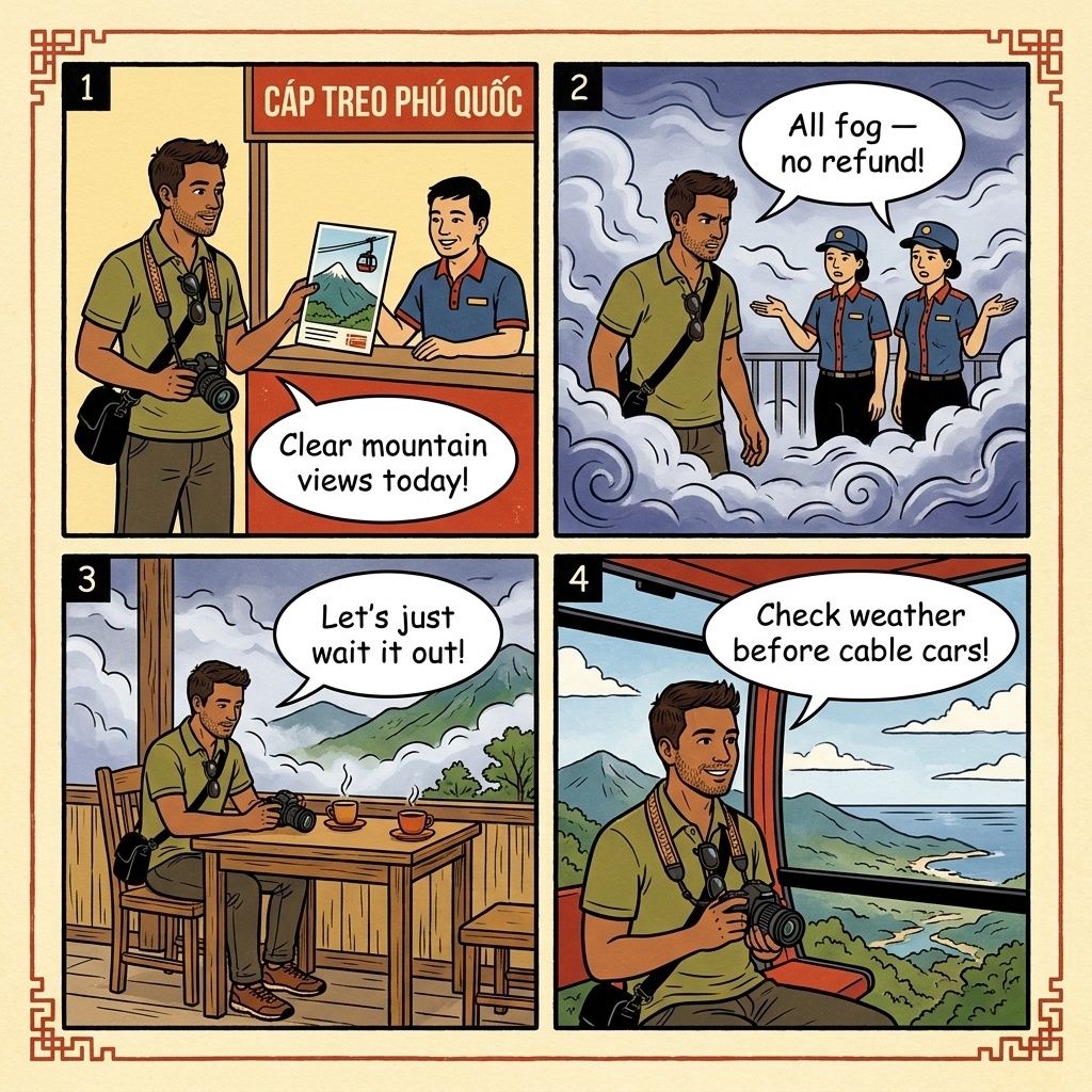 Phu Quoc Cable Car 4-Island Tour Package Upsells — comic illustration