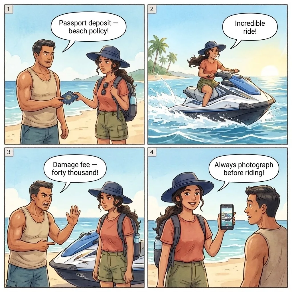 Patong Jet Ski Damage Shakedown — comic illustration