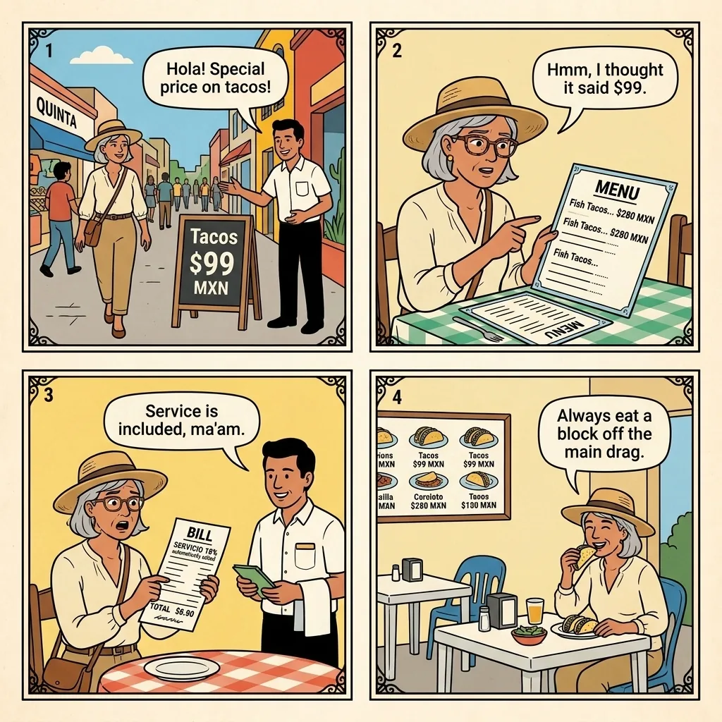Quinta Avenida Menu Bill-Padding — comic illustration