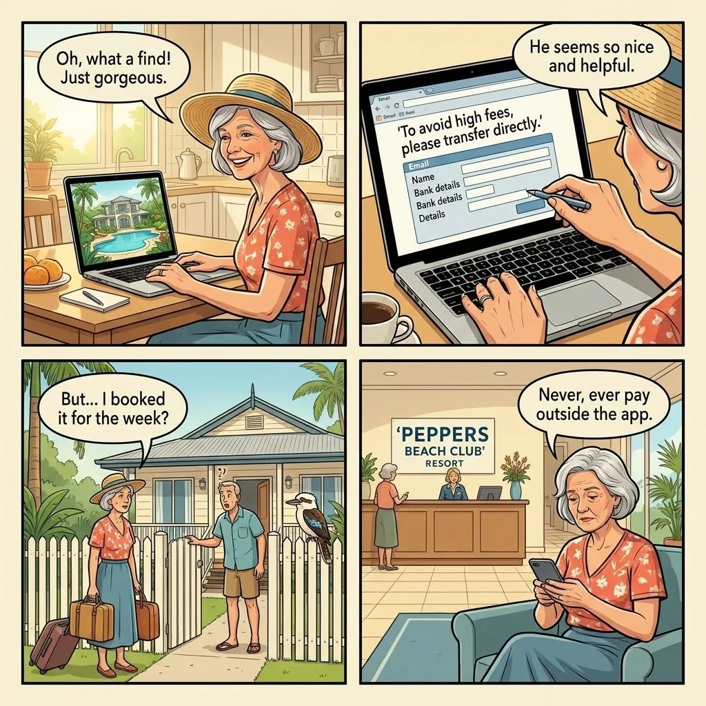 Fake Port Douglas Short-Stay / Holiday Rental Listing — comic illustration