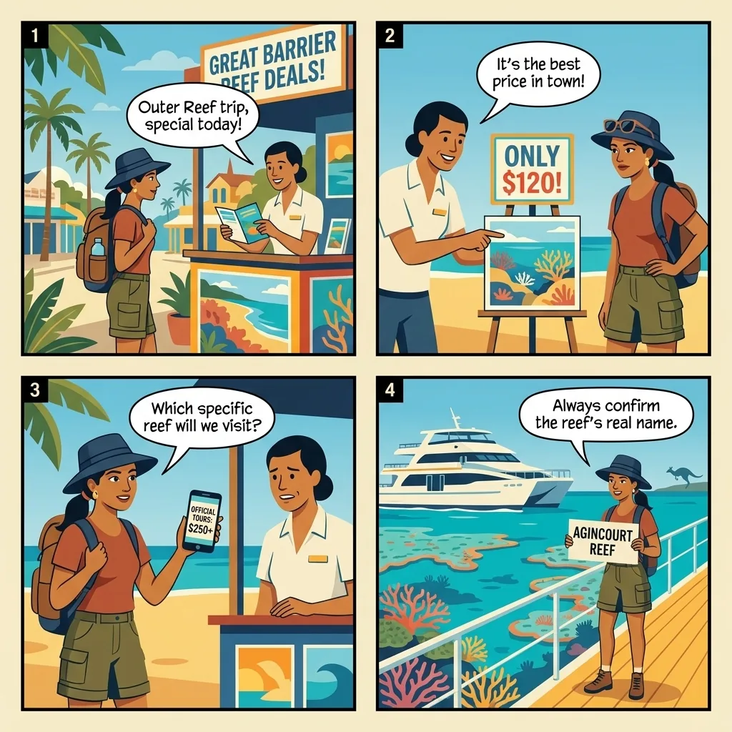 Great Barrier Reef 'Outer Reef' Tour Bait & Switch — comic illustration