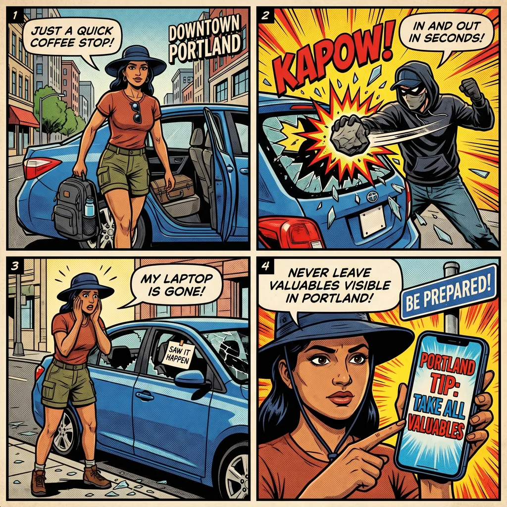 Vehicle Break-In and Smash-and-Grab — comic illustration