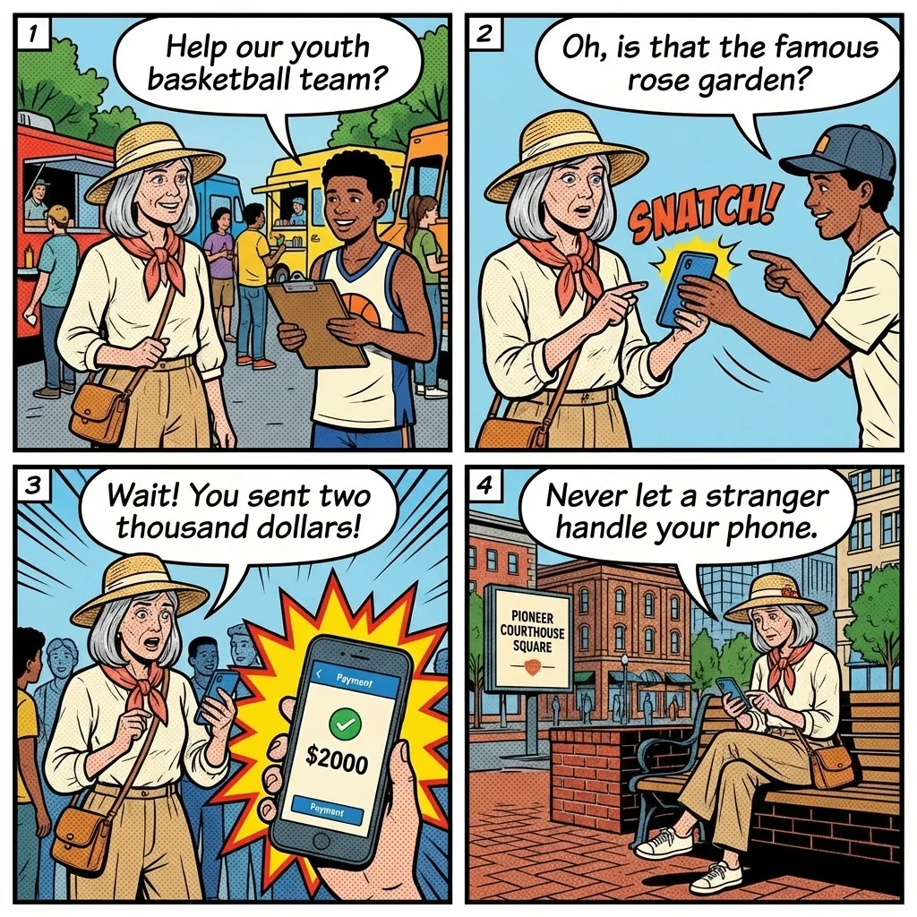 Venmo and Cash App Street Scam — comic illustration