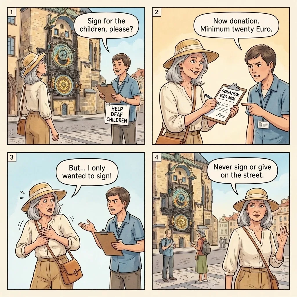 Charity Ham / Petition Scam — comic illustration