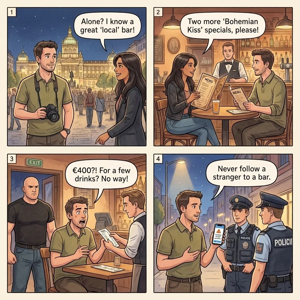 Strip Club Drink Scam — comic illustration