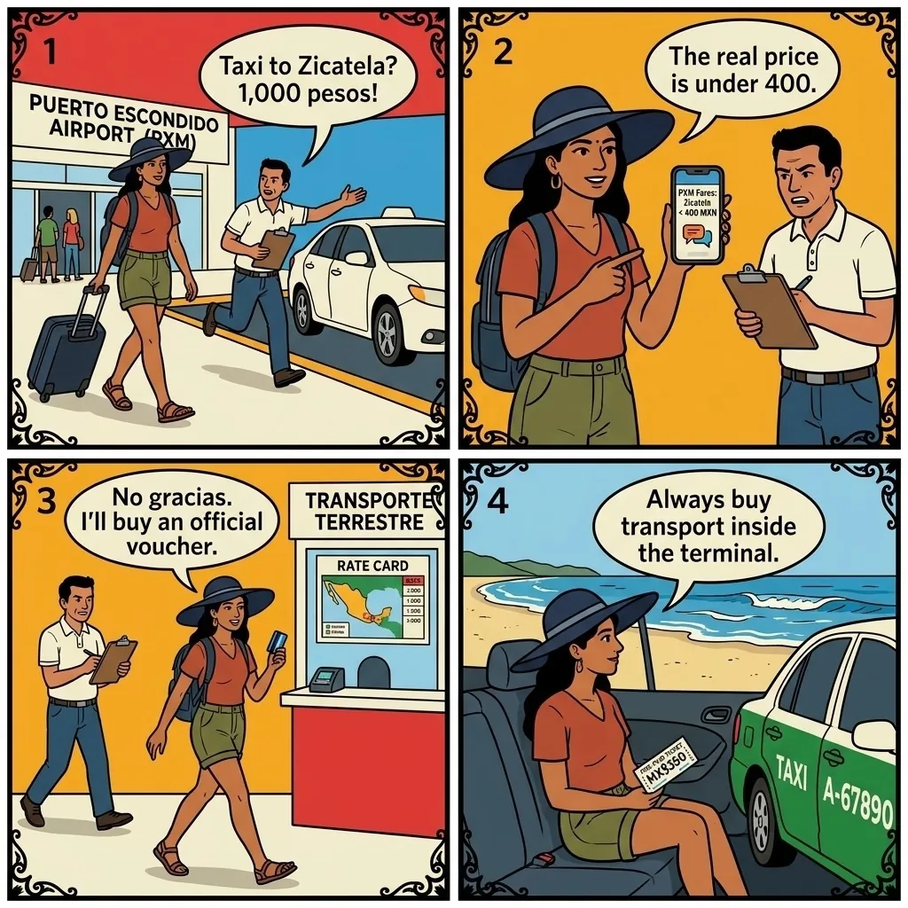 PXM Airport Transfer Overcharge — comic illustration