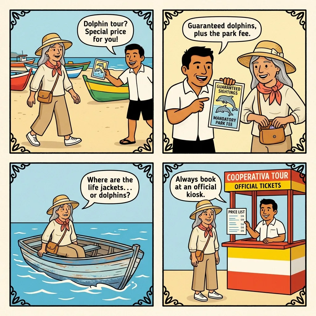 Manialtepec Lagoon Unlicensed-Boat Trap — comic illustration
