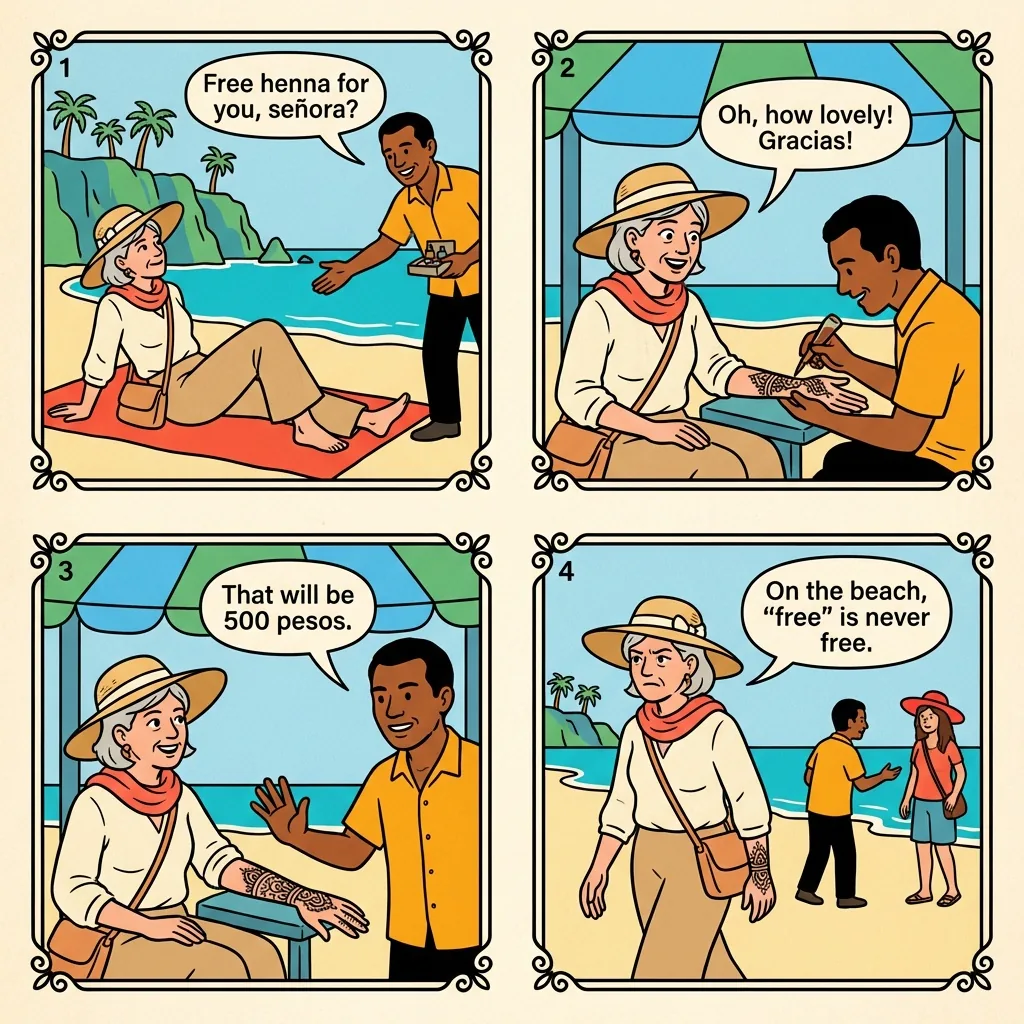 Carrizalillo 'Free Henna' Beach Trap — comic illustration