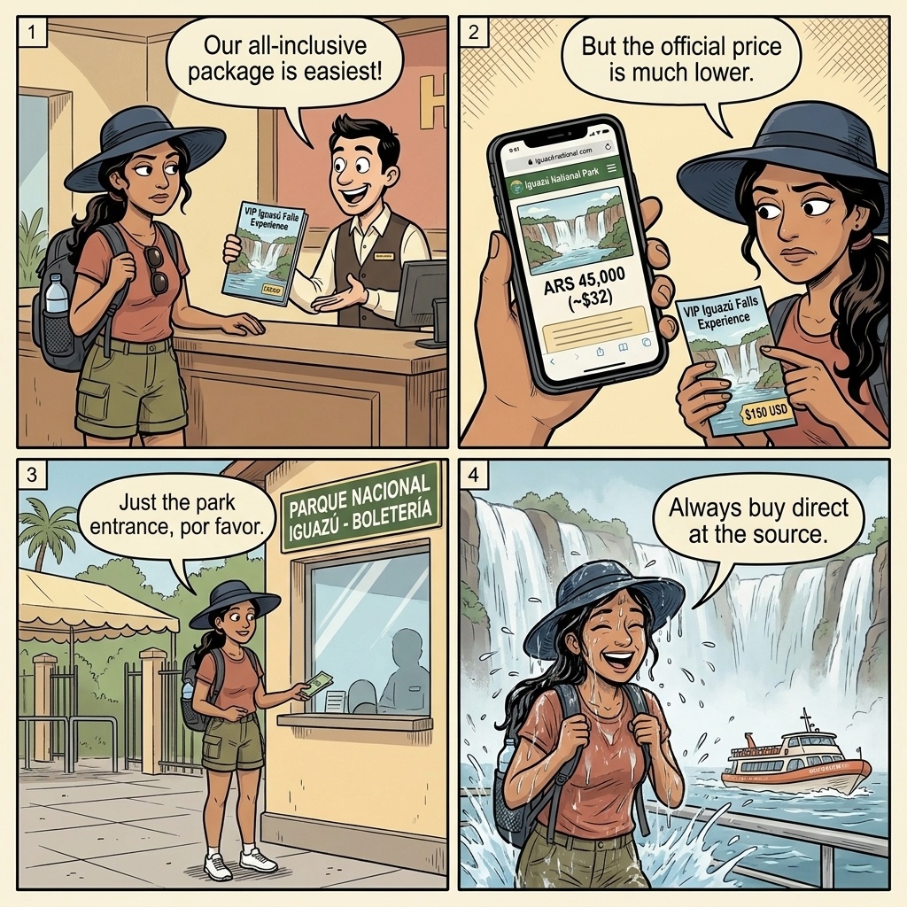 Iguazú National Park Tour Package & Gran Aventura Upsell — comic illustration