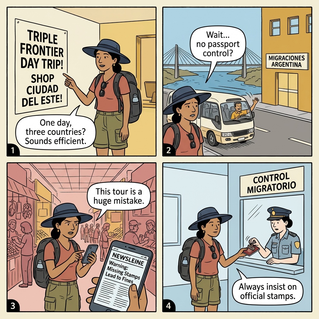 Triple Frontier (Tres Fronteras) Border-Crossing Scams — comic illustration