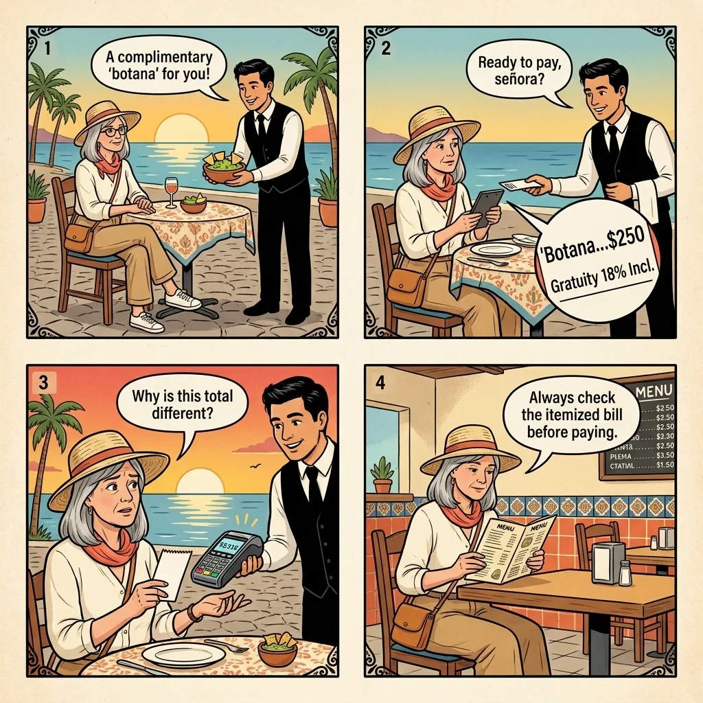 Zona Romántica Menu Bill-Padding — comic illustration