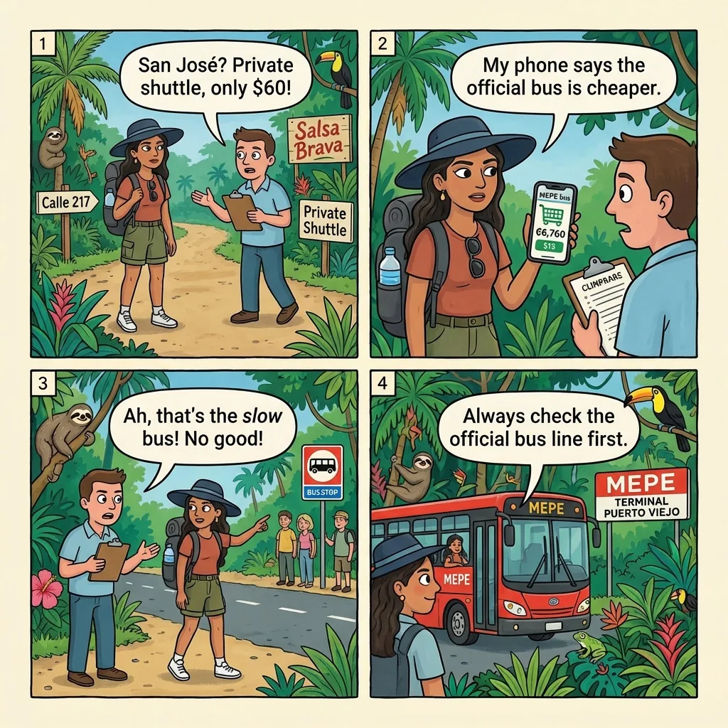 Fake MEPE Shuttle Fare Gouging from San José — comic illustration