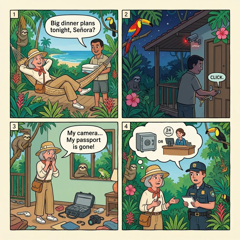 Airbnb 'Power Outage' Inside-Job Burglary — comic illustration