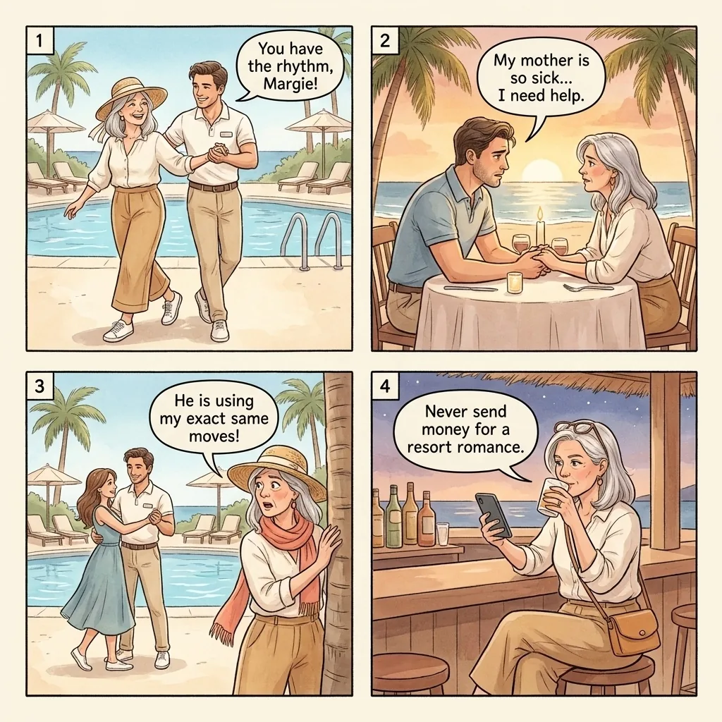 Bavaro Resort Sanky-Panky Animation-Coordinator Romance Drain — comic illustration