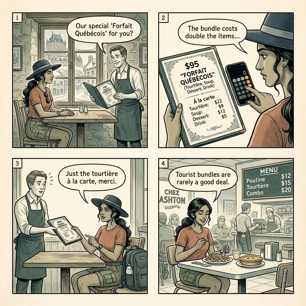 Old Town Restaurant Tourist-Trap Overcharge — La Bûche & the Rue Saint — comic illustration
