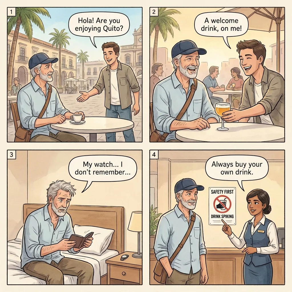 Drink Spiking with Scopolamine — comic illustration