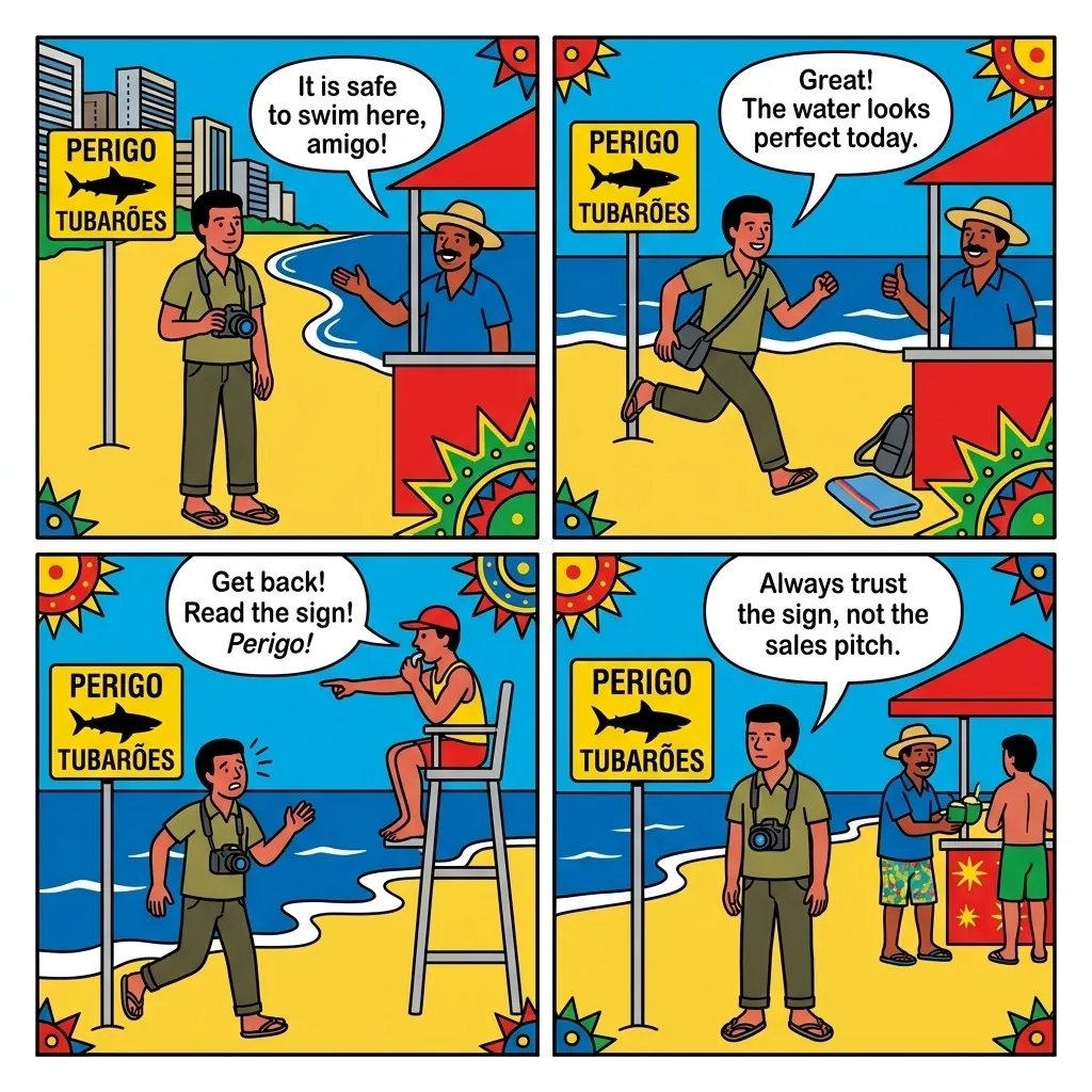 The Boa Viagem Shark Pitch — comic illustration