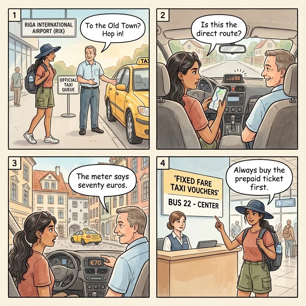 Airport Taxi Fare Gouging — comic illustration